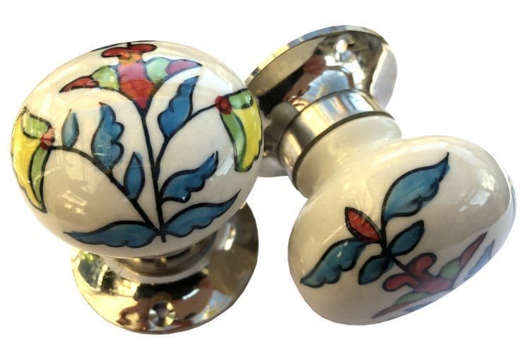 Mortice knobs - Floral 6 SILVER