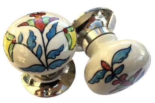 Mortice knobs - Floral 6 SILVER