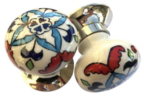 Mortice knobs - Floral 7 SILVER