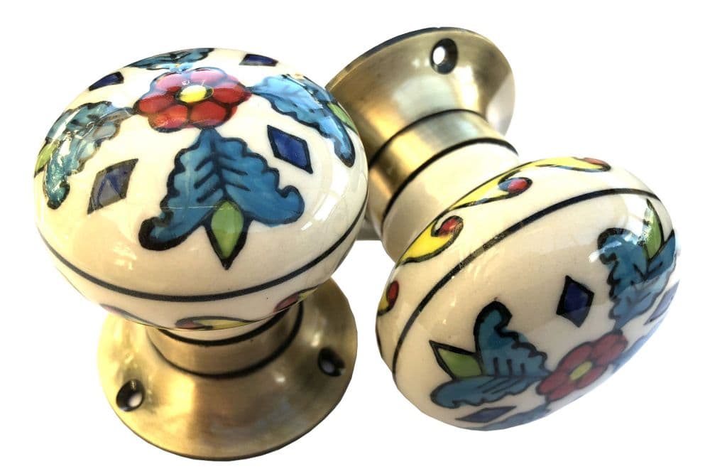 Mortice knobs - Floral 8 BRONZE