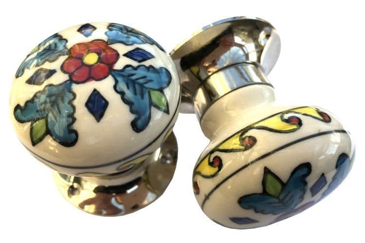 Mortice knobs - Floral 8 SILVER