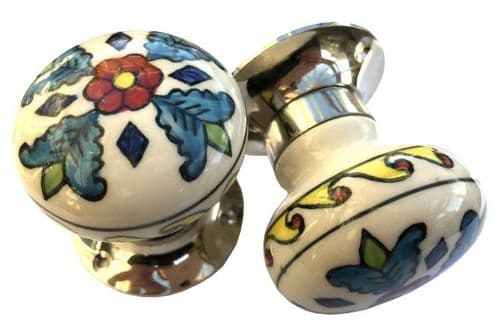 Mortice knobs - Floral 8 SILVER