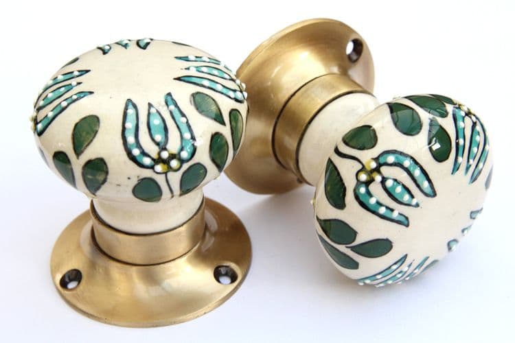 Mortice knobs - Green Embossed (Bronze)