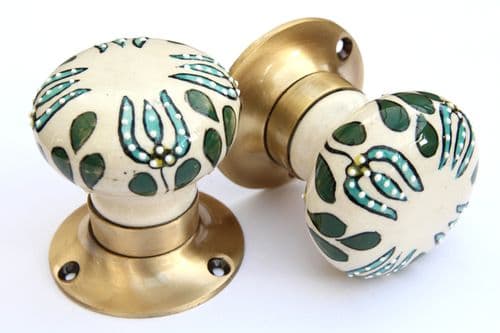 Mortice knobs - Green Embossed (Bronze)