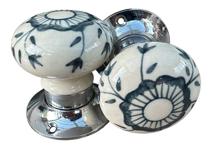 Mortice Knobs - Grey Blossom (Silver)