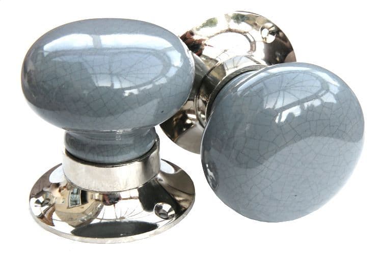 Mortice Knobs - Grey Crackle (silver)
