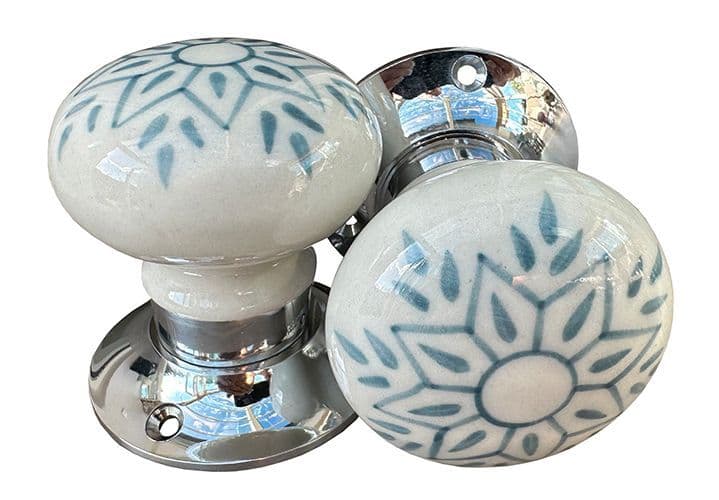 Mortice Knobs - Grey Snowflake (silver)