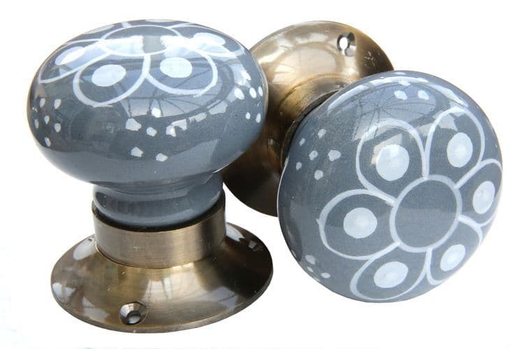 Mortice Knobs - Grey/White Pattern (bronze)