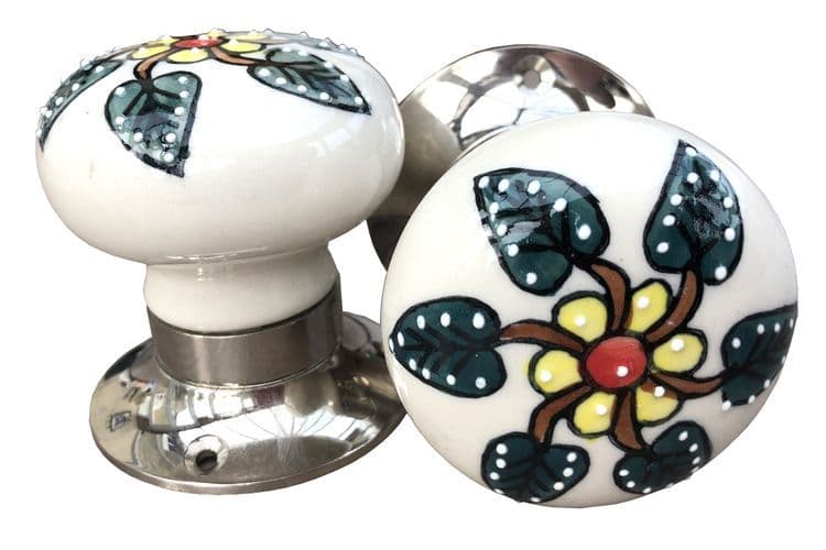 Mortice knobs - Paradise Green (silver)