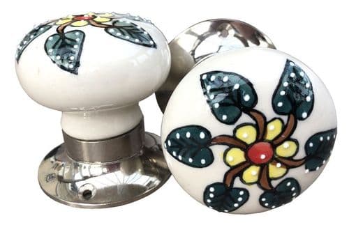 Mortice knobs - Paradise Green (silver)