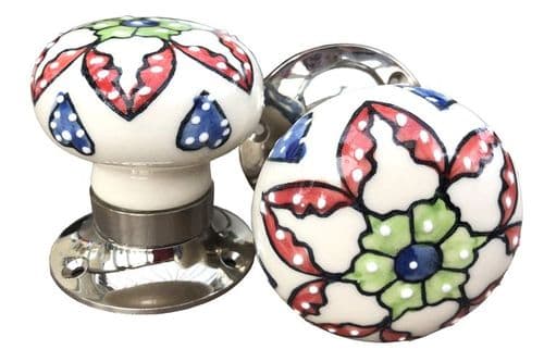 Mortice knobs - Paradise Red (silver)