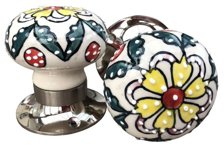 Mortice knobs - Paradise Yellow (silver)