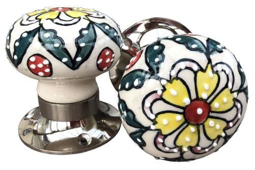 Mortice knobs - Paradise Yellow (silver)