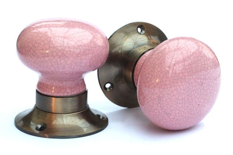 Mortice Knobs - Pink Crackle (bronze)