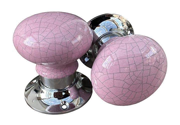 Mortice Knobs - Pink Crackle (silver)