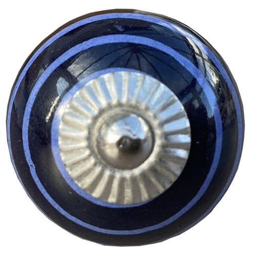 Navy blue/Light blue stripe knob