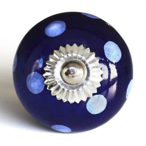 Navy blue/white spots knob