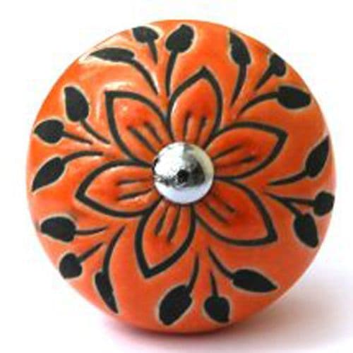 Orange/Black Embossed Knob