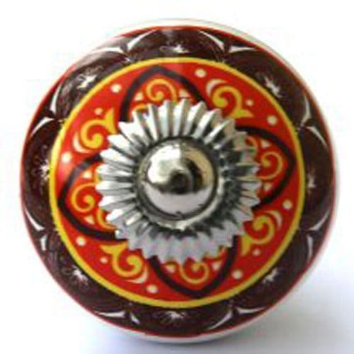Orange/Brown Patterned Knob