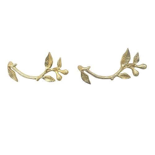Pair of Gold Aluminium Intricate Leaf Handles