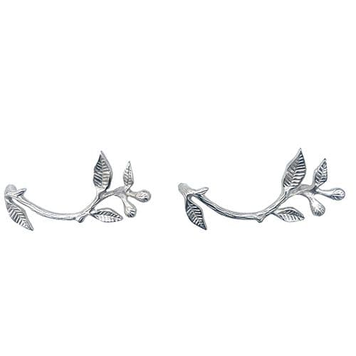 Pair of Silver Aluminium Intricate Leaf Handles