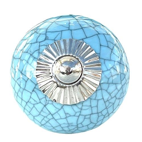 Pale blue crackle glaze knob