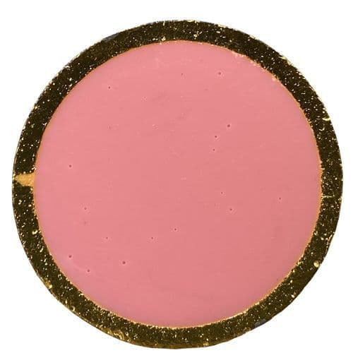 Pink Enamel Disk Gold Trim