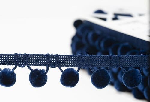 Pompom Trim - Navy