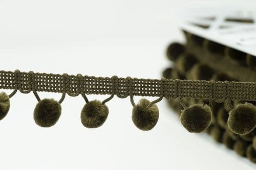 Pompom Trim - Olive