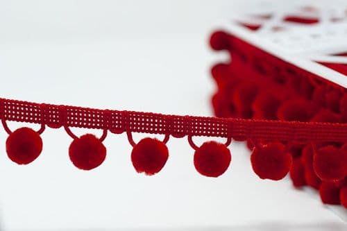 Pompom Trim - Red