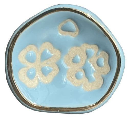 Pretty Blue Etched Pod Gold Trim