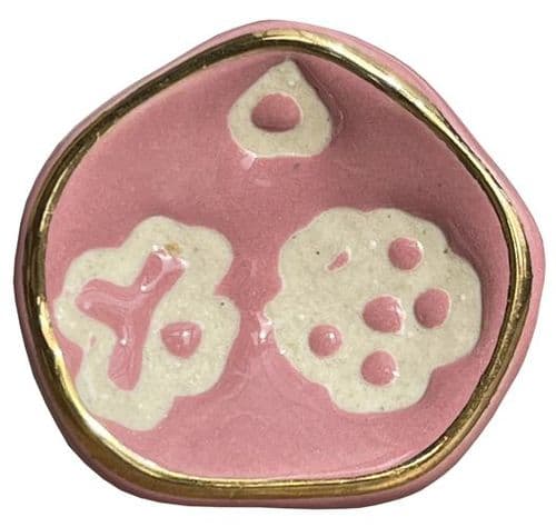 Pretty Pink Pod with Cream Etching and Gold Trim