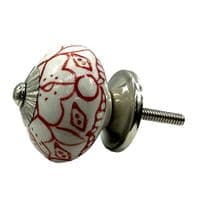Red Patterned Knob - To Clear