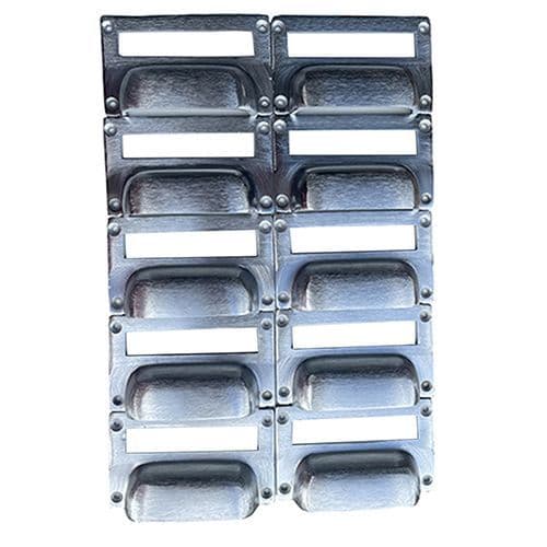 Set of 10 Apothecary Card Holders - Silver Plain Large