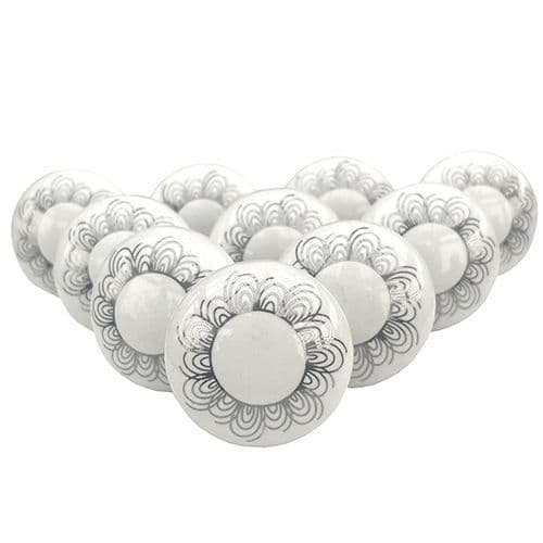 Set of 10 Filigree Knobs 6 (silver)