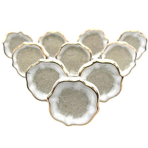 Set of 10 Flower Pod White Gold