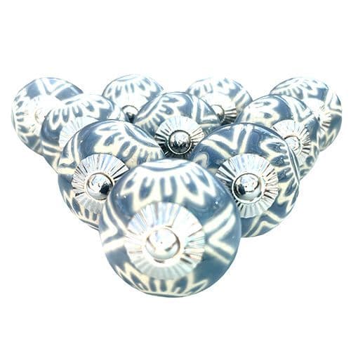 Set of 10 Grey Etched Aztec Design