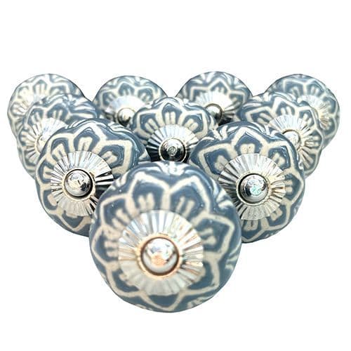 Set of 10 Grey Etched Pointy Design