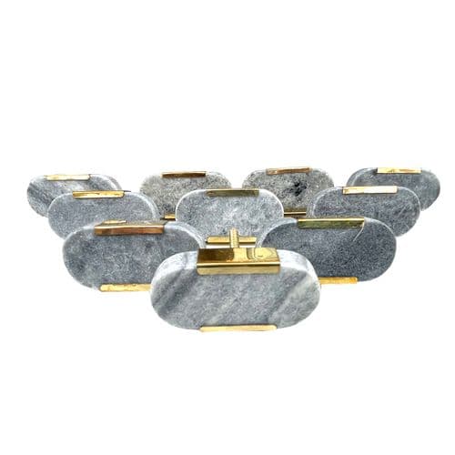 Set of 10 Grey Stone Bars - Gold Trim