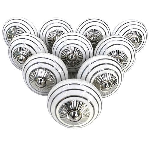 Set of 10 Silver Stripes knobs
