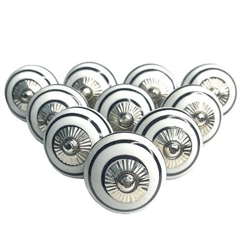 Set of 10 Thick Black Stripe Knobs