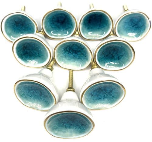 Set of 10 Turquoise Gold Pod