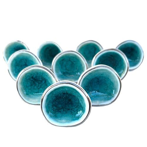 Set of 10 Turquoise Silver Pods