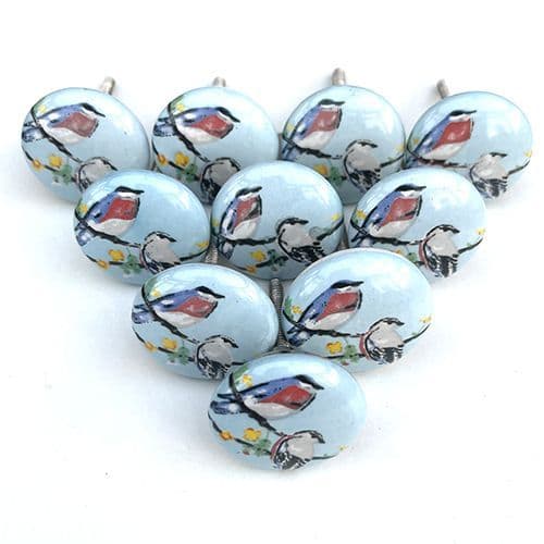 Set of 10 Two Birds in Blue