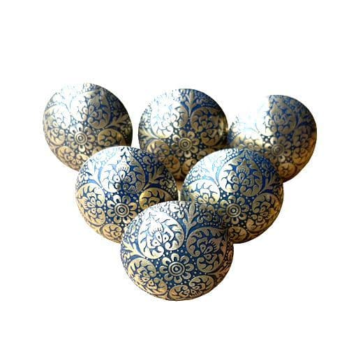 Set of 6 Brass Marrakesh Blue