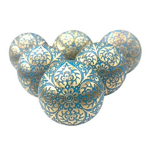 set of 6 Brass Marrakesh Blue/Teal