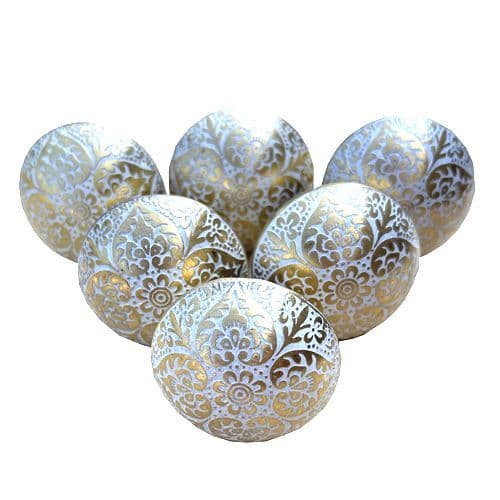 Set of 6 Brass Marrakesh White