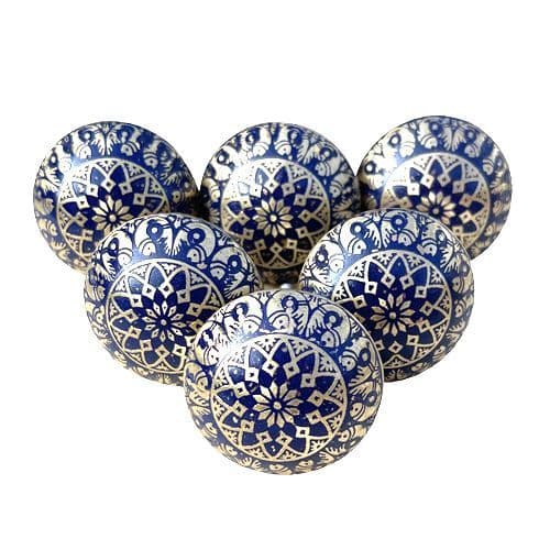 Set of 6 Brass Temple Blue