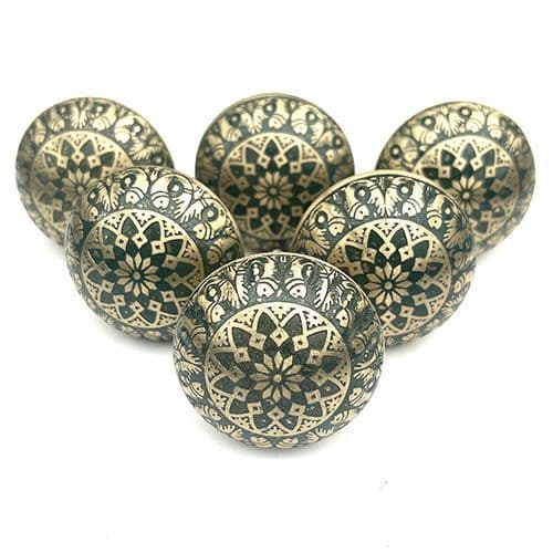 Set of 6 Brass Temple Green