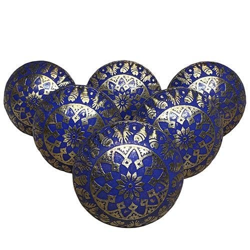 Set of 6 Brass Temple Mid Blue